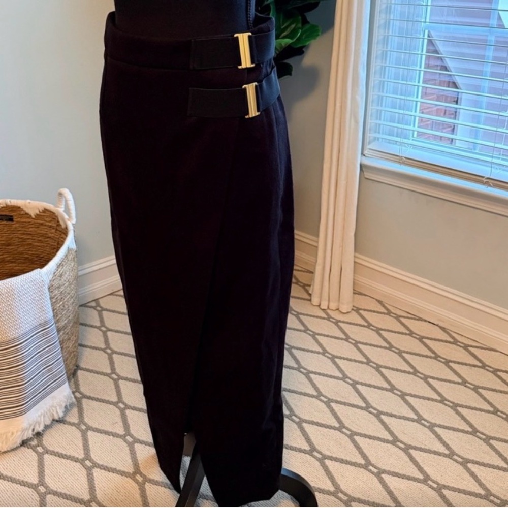 JLUXLABEL Black High Low Skirt with Gold Accents